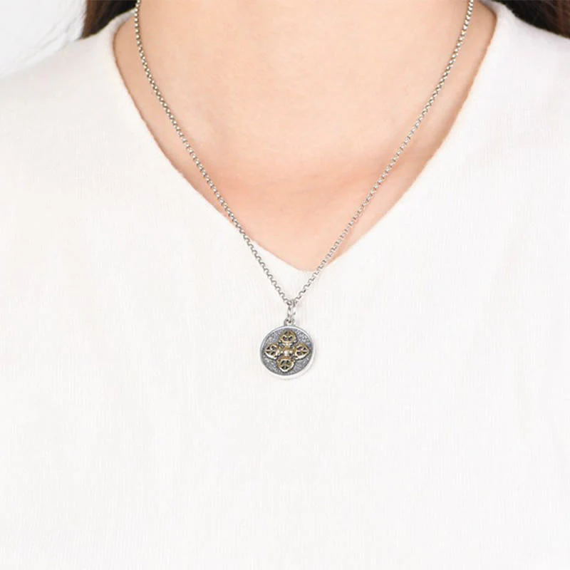Collana con ciondolo a Buddha Stones in argento sterling 925 con doppio Dorje Vajra e benedizione - Image 9
