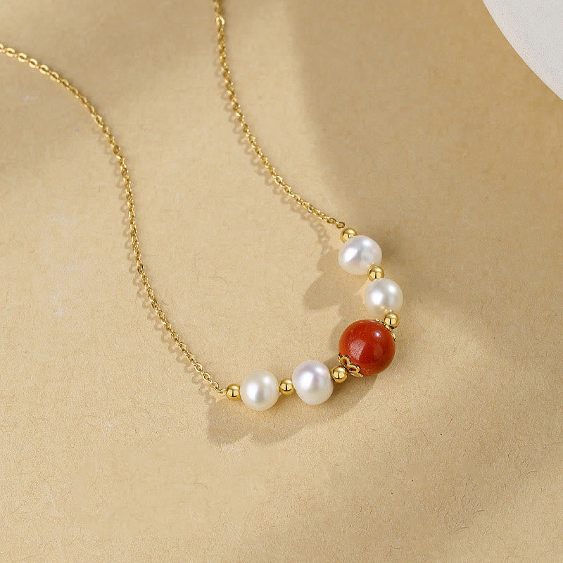 Collana con ciondolo a catena con perle di guarigione sincerità in argento sterling 925 con pietre Buddha Stones e cinabro - Image 2