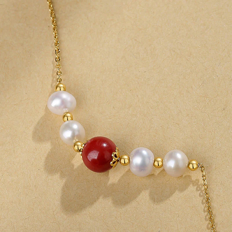 Collana con ciondolo a catena con perle di guarigione sincerità in argento sterling 925 con pietre Buddha Stones e cinabro - Image 5