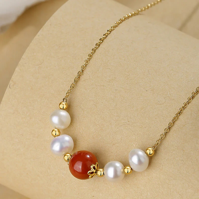 Collana con ciondolo a catena con perle di guarigione sincerità in argento sterling 925 con pietre Buddha Stones e cinabro - Image 7
