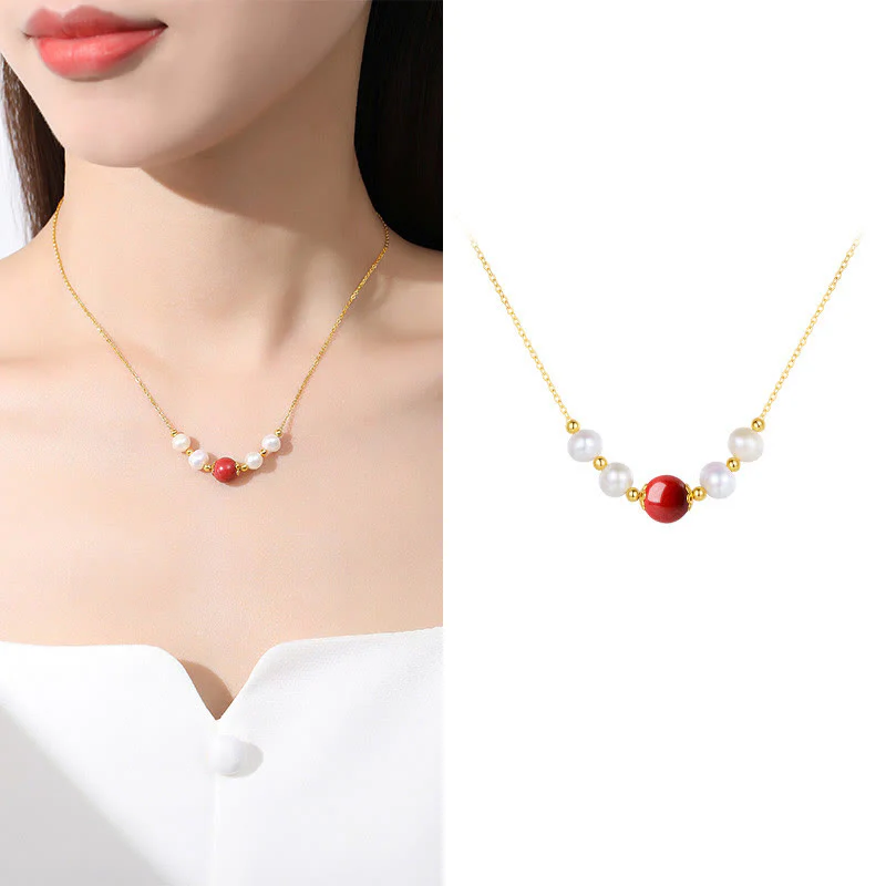 Collana con ciondolo a catena con perle di guarigione sincerità in argento sterling 925 con pietre Buddha Stones e cinabro - Image 9