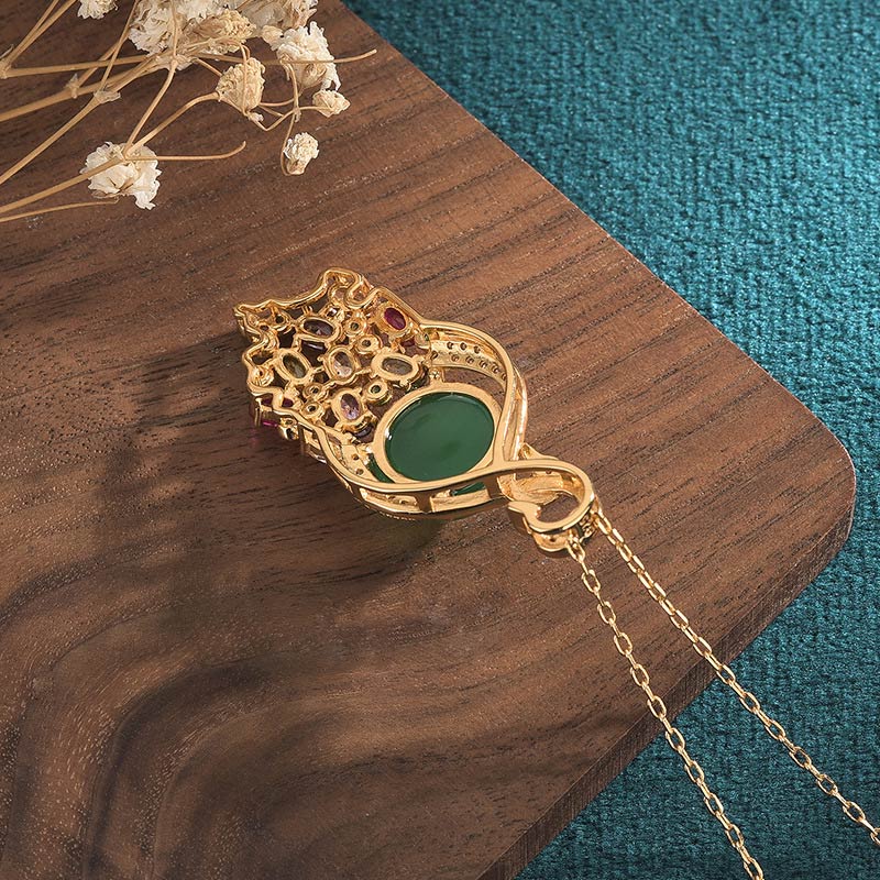Collana con ciondolo a catena in giada ciano Buddha Stones - Image 4