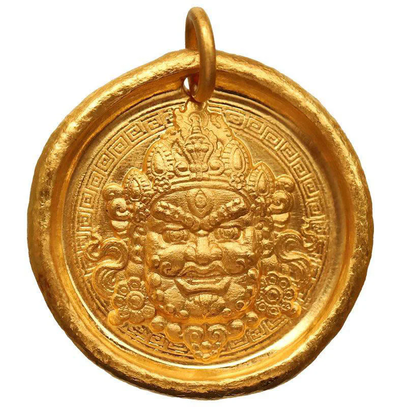 Collana con ciondolo a catena di protezione della prosperità Jambhala in ottone placcato oro 24k Buddha Stones - Image 10