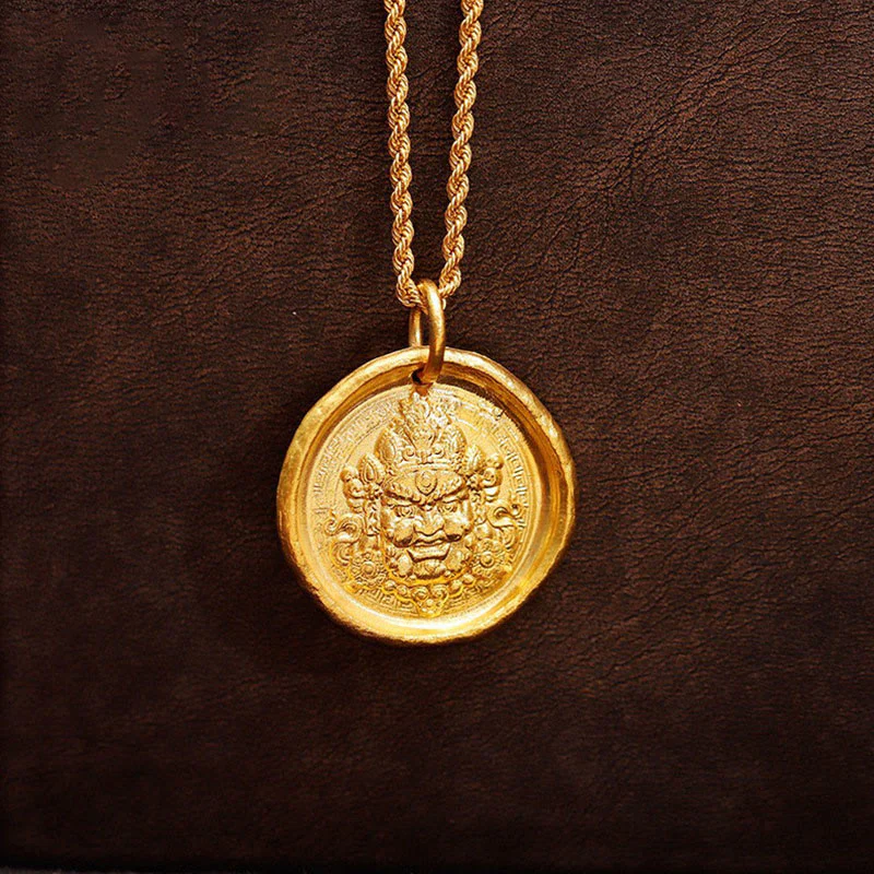 Collana con ciondolo a catena di protezione della prosperità Jambhala in ottone placcato oro 24k Buddha Stones - Image 3