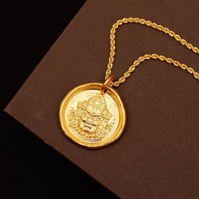 Collana con ciondolo a catena di protezione della prosperità Jambhala in ottone placcato oro 24k Buddha Stones - Image 4