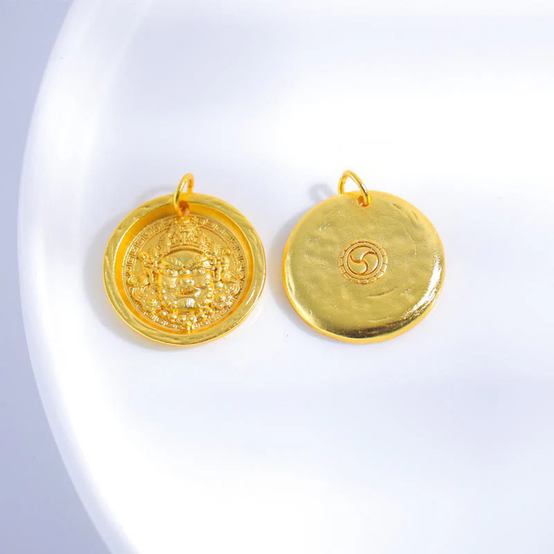 Collana con ciondolo a catena di protezione della prosperità Jambhala in ottone placcato oro 24k Buddha Stones - Image 9