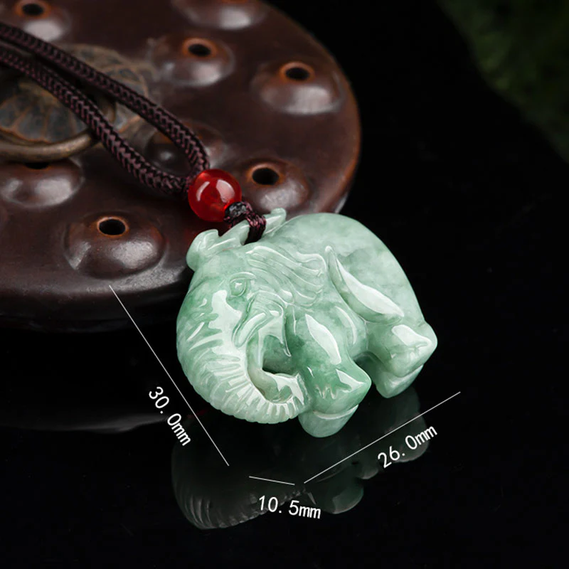 Collana con ciondolo a corda con giada elefante, fortuna e forza - Image 5