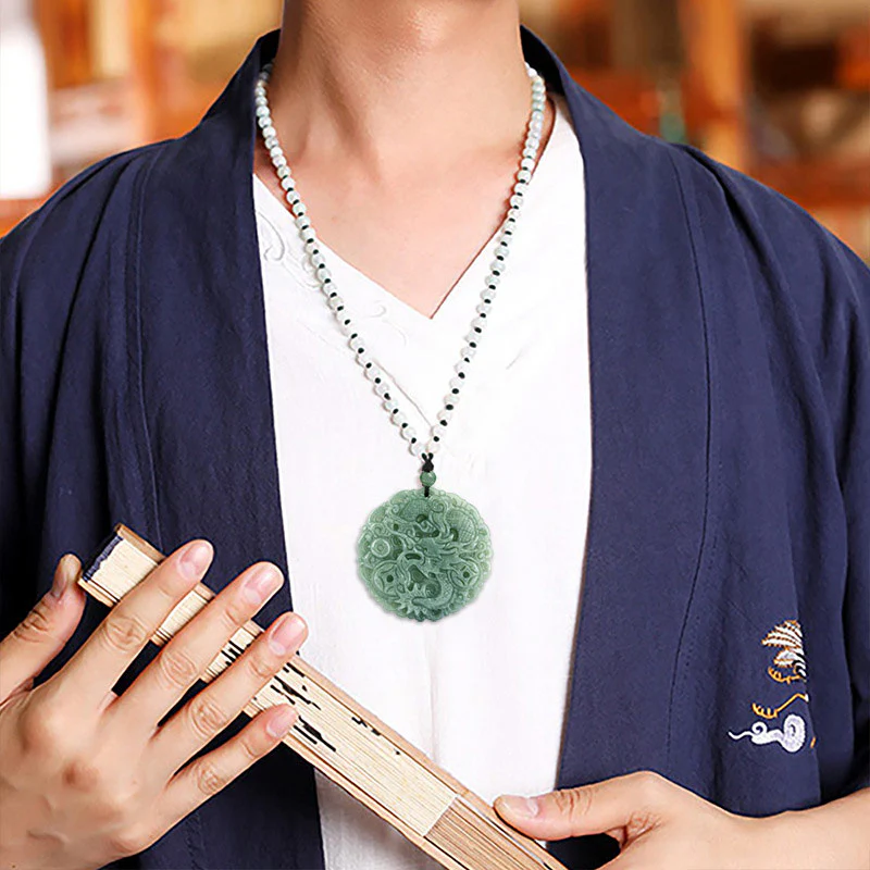 Collana con ciondolo a corda con pietre Buddha Stones, zodiaco cinese, drago, giada e fortuna - Image 4