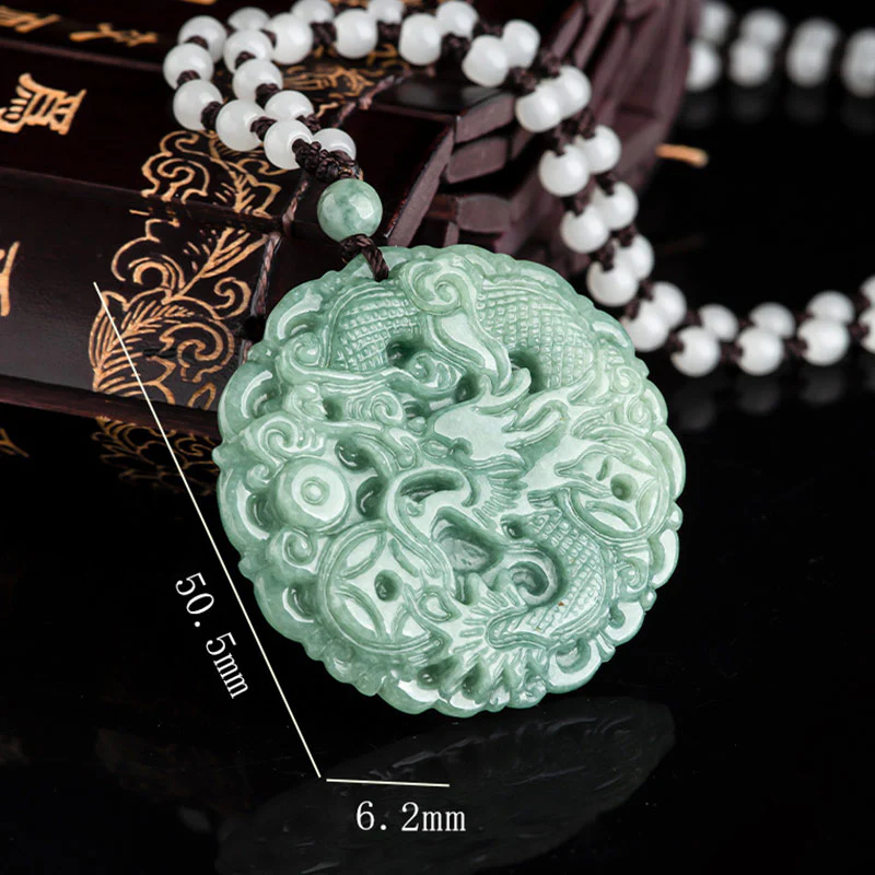 Collana con ciondolo a corda con pietre Buddha Stones, zodiaco cinese, drago, giada e fortuna - Image 8