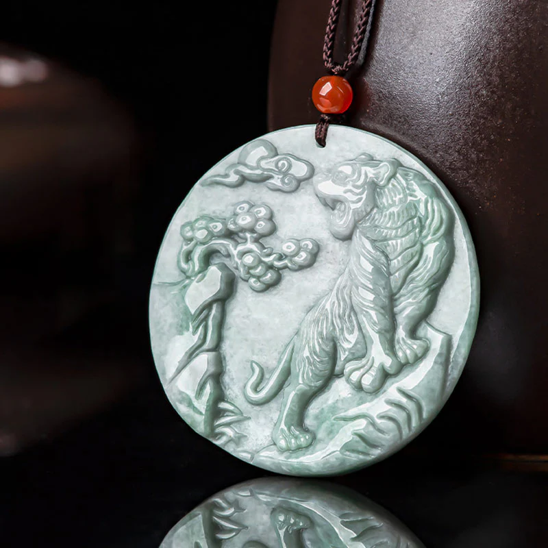 Collana con ciondolo a corda con tigre in giada e pietre Buddha Stones, zodiaco cinese - Image 7