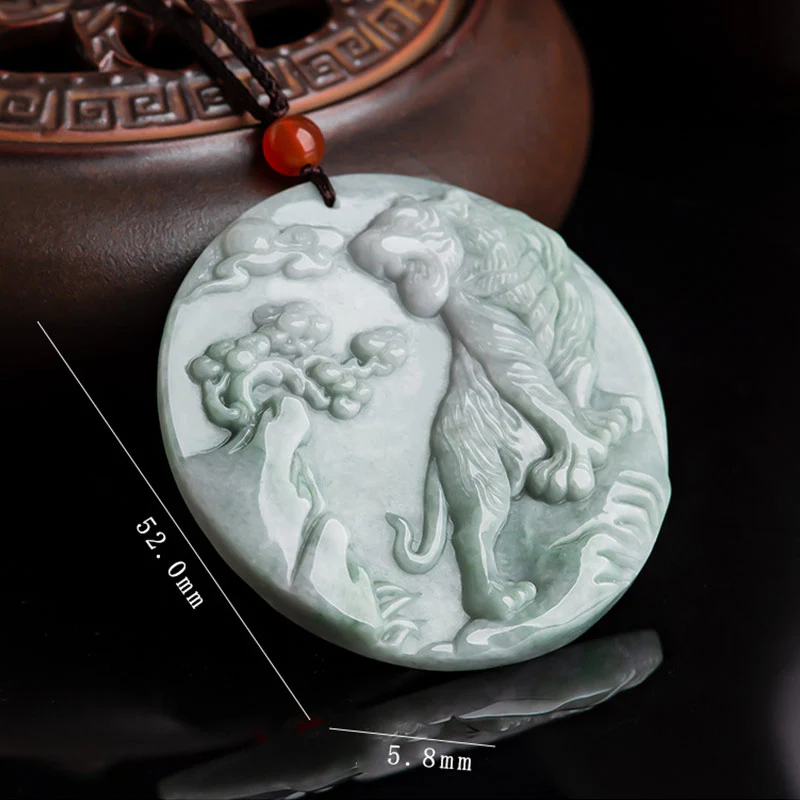 Collana con ciondolo a corda con tigre in giada e pietre Buddha Stones, zodiaco cinese - Image 9
