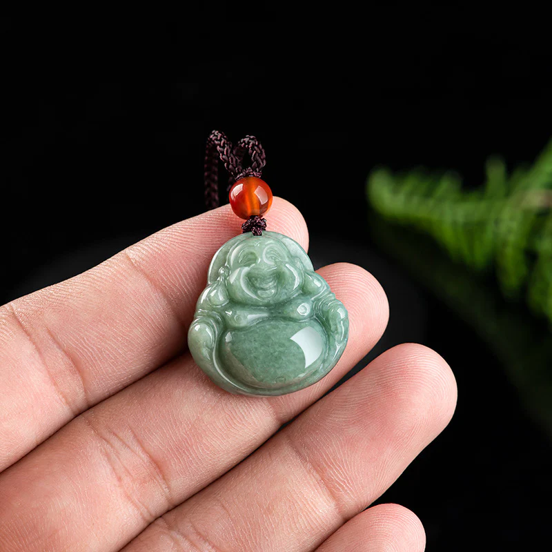 Collana con ciondolo a corda in giada Buddha Stones che ride - Image 7