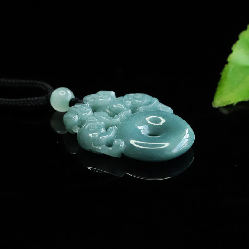 Collana con ciondolo a corda per la fortuna e la ricchezza con fibbia della pace in giada PiXiu con Buddha Stones - Image 5