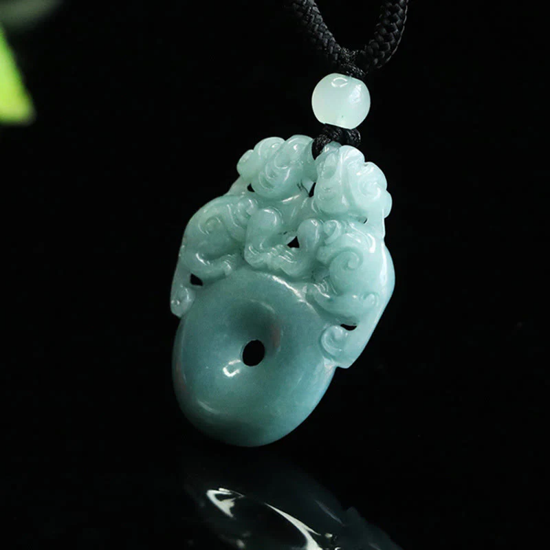 Collana con ciondolo a corda per la fortuna e la ricchezza con fibbia della pace in giada PiXiu con Buddha Stones - Image 7