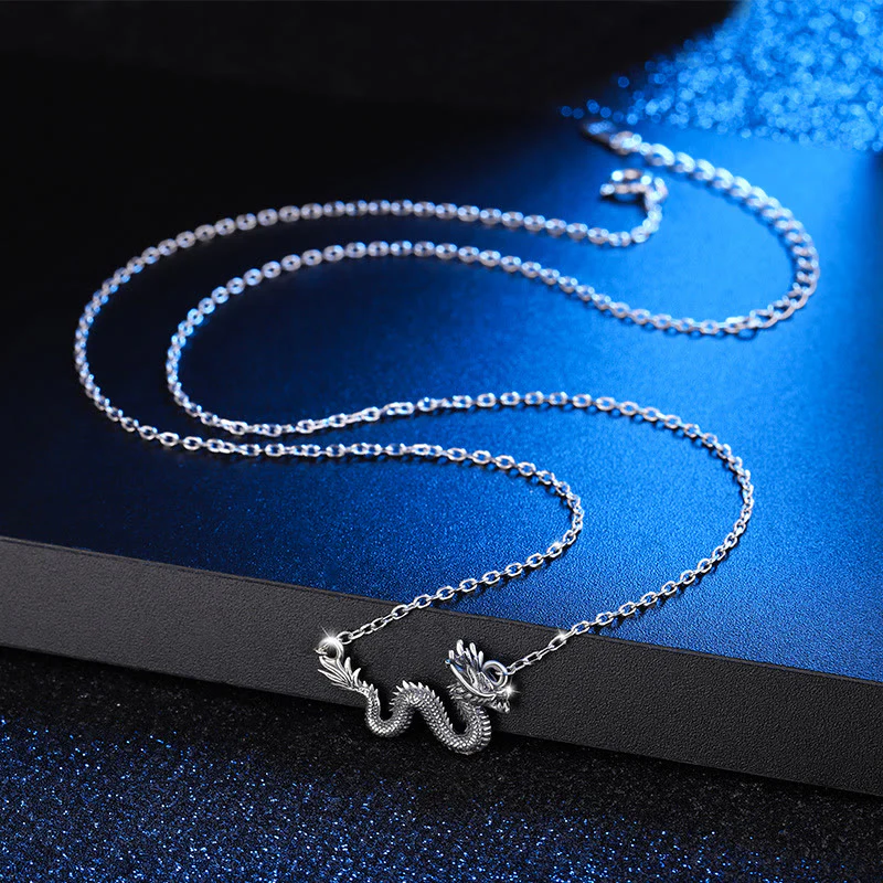 Collana con ciondolo a forma di catena di protezione del drago di buon auspicio dell'anno del drago in argento sterling 925 Buddha Stones - Image 3