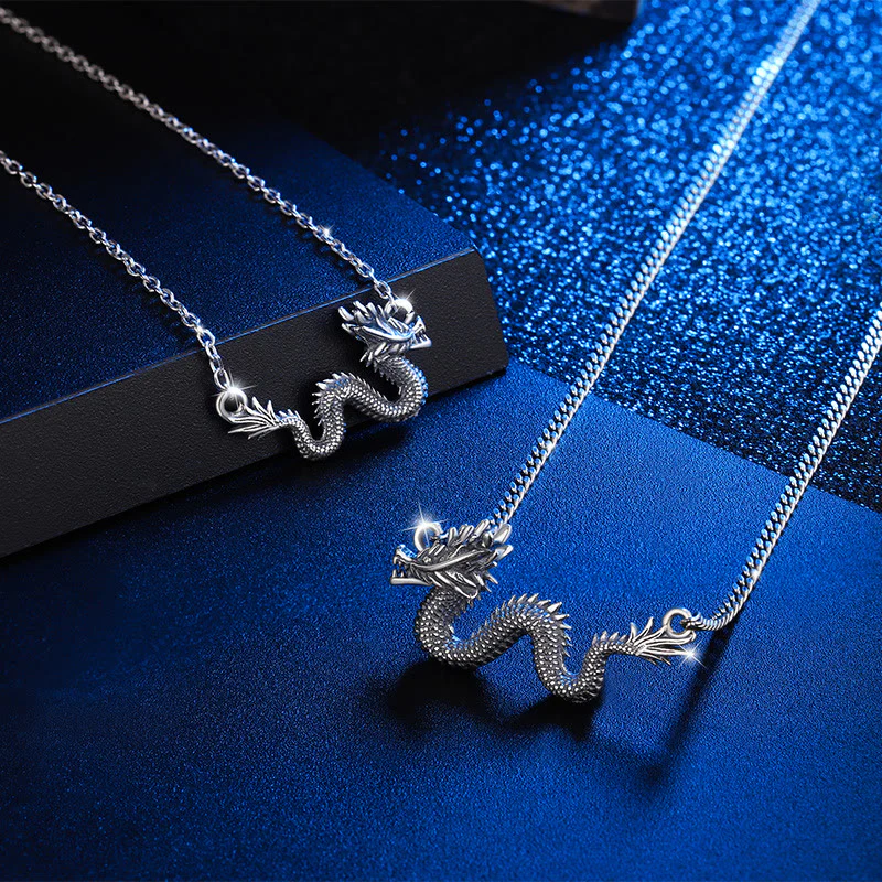 Collana con ciondolo a forma di catena di protezione del drago di buon auspicio dell'anno del drago in argento sterling 925 Buddha Stones - Image 5