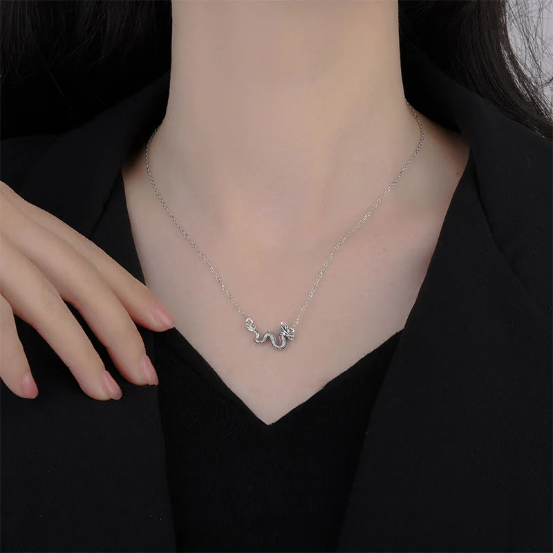 Collana con ciondolo a forma di catena di protezione del drago di buon auspicio dell'anno del drago in argento sterling 925 Buddha Stones - Image 6