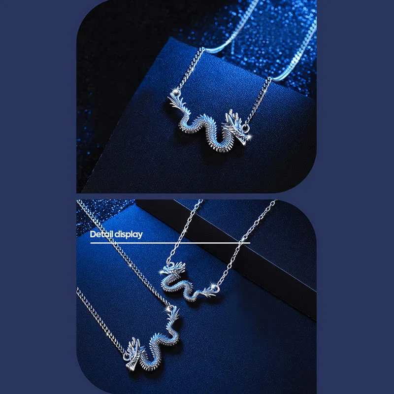 Collana con ciondolo a forma di catena di protezione del drago di buon auspicio dell'anno del drago in argento sterling 925 Buddha Stones - Image 7
