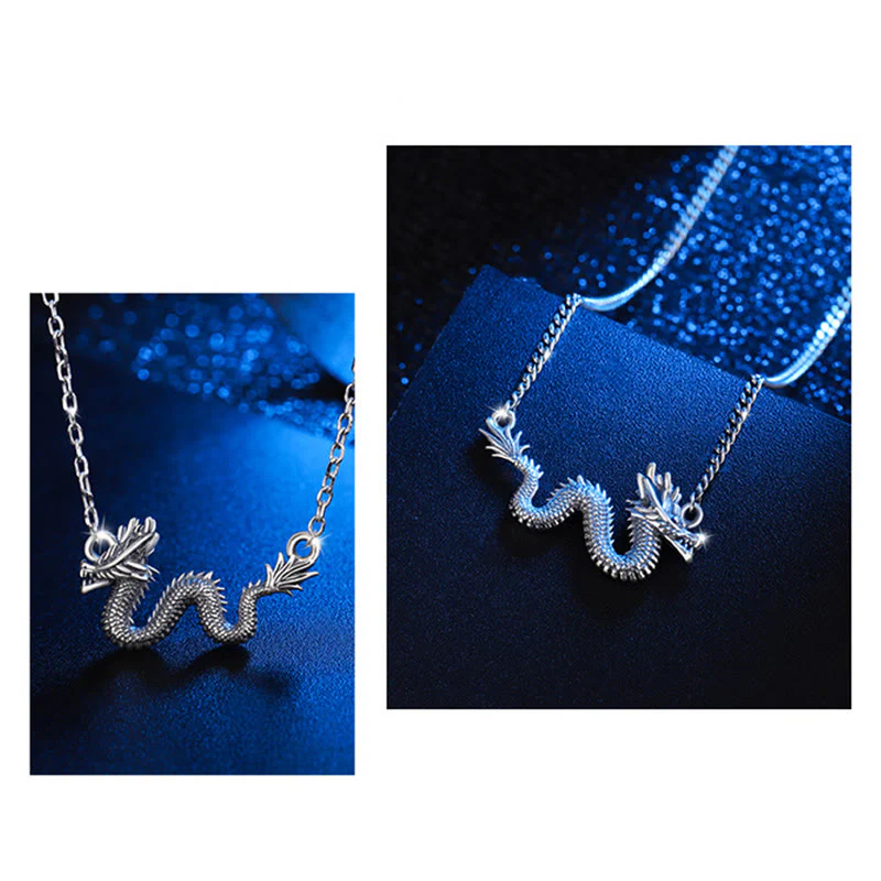 Collana con ciondolo a forma di catena di protezione del drago di buon auspicio dell'anno del drago in argento sterling 925 Buddha Stones - Image 8