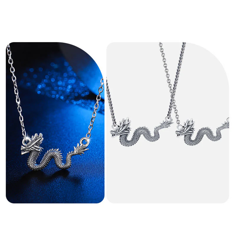 Collana con ciondolo a forma di catena di protezione del drago di buon auspicio dell'anno del drago in argento sterling 925 Buddha Stones - Image 9