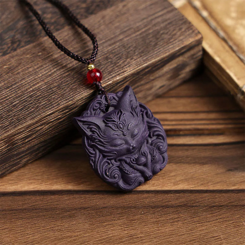 Collana con ciondolo a forma di ciondolo a forma di farfalla con maschera di volpe Buddha Stones , fibbia della pace e fortuna - Image 12