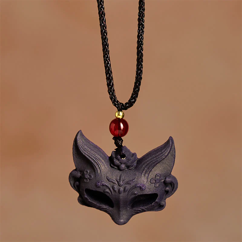 Collana con ciondolo a forma di ciondolo a forma di farfalla con maschera di volpe Buddha Stones , fibbia della pace e fortuna - Image 2