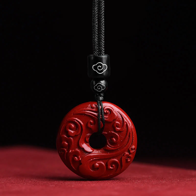 Collana con ciondolo a forma di corda con fibbia per la pace Buddha Stones Cinnabar naturale Lotus