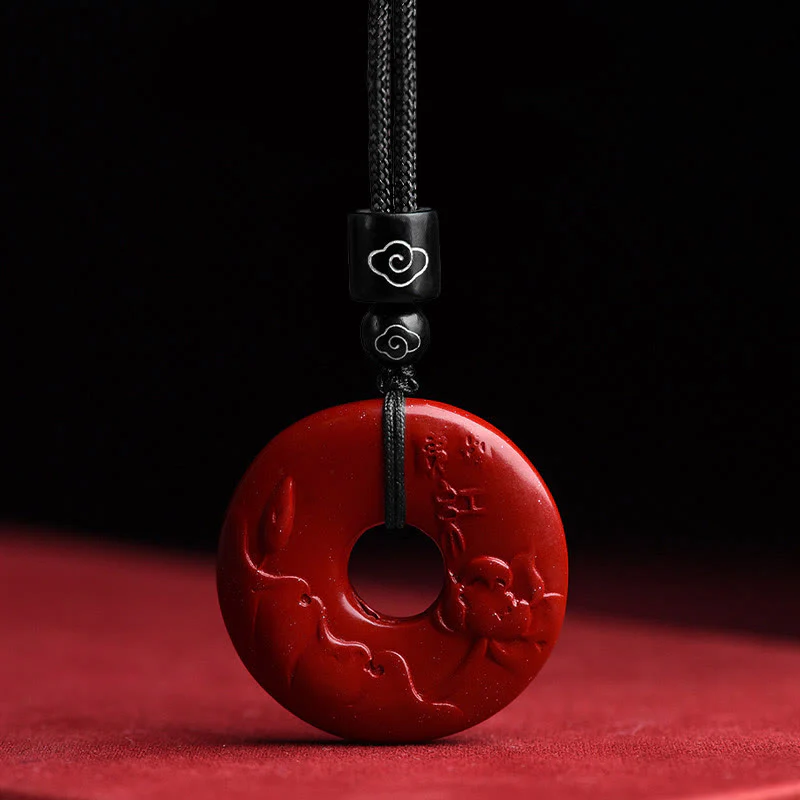 Collana con ciondolo a forma di corda con fibbia per la pace Buddha Stones Cinnabar naturale Lotus - Image 6