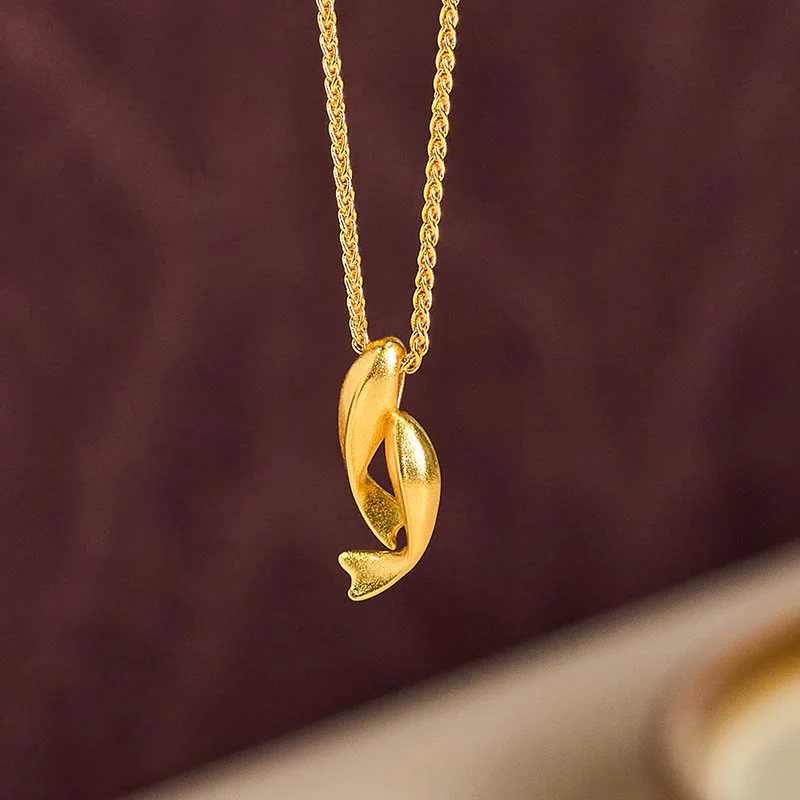 Collana con ciondolo a forma di pesce koi doppio con Buddha Stones e catena in ottone placcato oro 24k - Image 3