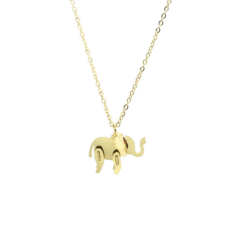 Collana con ciondolo a forma di elefante in titanio e acciaio con catena portafortuna - Image 11