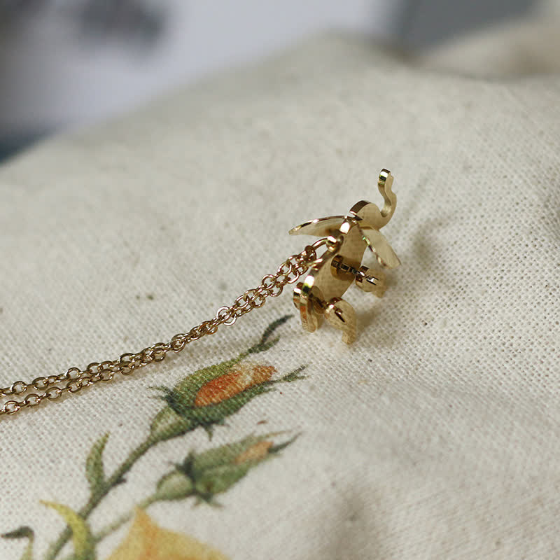 Collana con ciondolo a forma di elefante in titanio e acciaio con catena portafortuna - Image 6