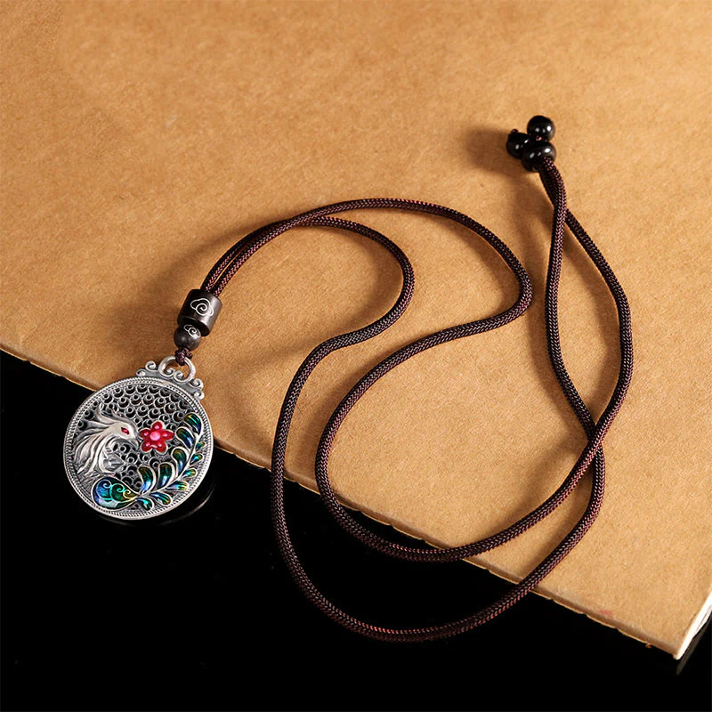 Collana con ciondolo a forma di fenice in argento sterling 990 con Buddha Stones e protezione dalla fortuna - Image 3