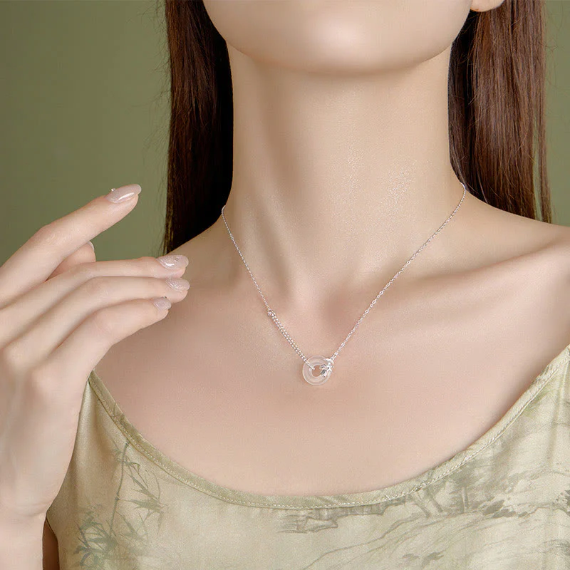 Collana con ciondolo a forma di fibbia della pace con ciondolo a forma di tulipano in argento sterling 925, calcedonio e Buddha Stones - Image 4