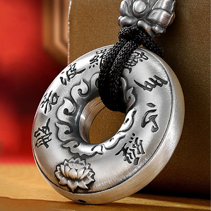Collana con ciondolo a forma di fibbia della pace con cuore in argento sterling 999, Buddha Stones - Image 4