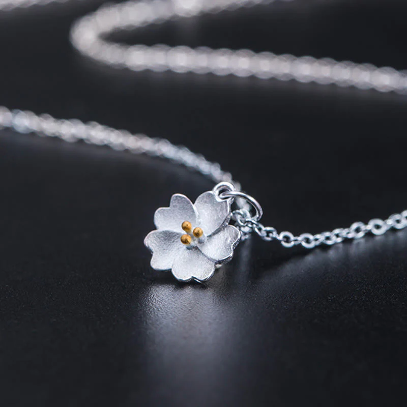 Collana con ciondolo a forma di fiore di ciliegio in argento sterling 925 con Buddha Stones e benedizione - Image 5