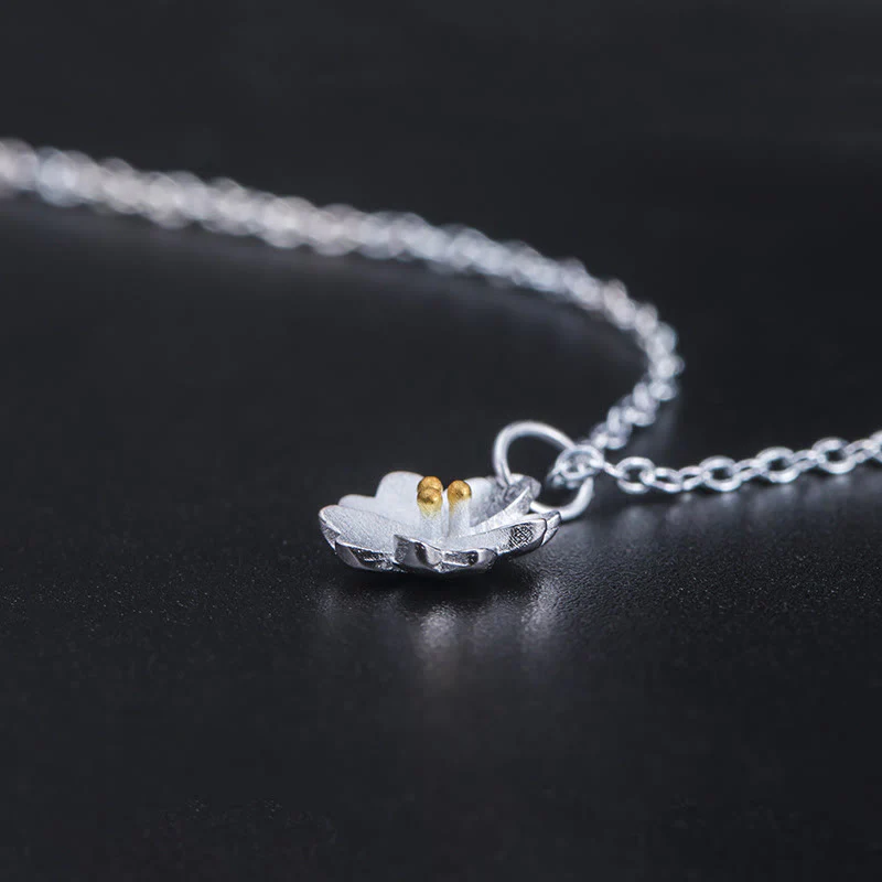 Collana con ciondolo a forma di fiore di ciliegio in argento sterling 925 con Buddha Stones e benedizione - Image 6