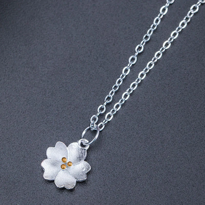Collana con ciondolo a forma di fiore di ciliegio in argento sterling 925 con Buddha Stones e benedizione - Image 8