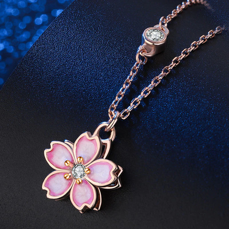 Collana con ciondolo a forma di fiore di ciliegio in argento sterling 925 con Buddha Stones e protezione girevole - Image 3