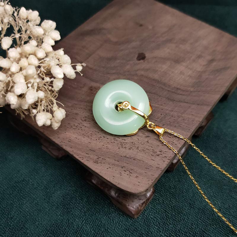 Collana con ciondolo a forma di foglia di giada rotonda con Buddha Stones e fortuna - Image 7