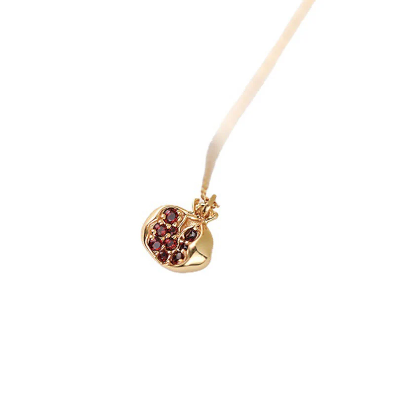 Collana con ciondolo a forma di passione in cristallo di granato melograno e argento sterling 925 placcato oro 18k, Buddha Stones - Image 7