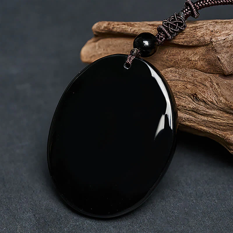 Collana con ciondolo a forma di testa di lupo in ossidiana nera naturale Buddha Stones e forza - Image 5