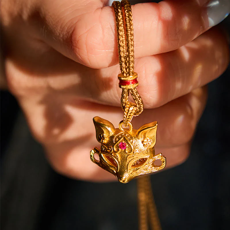 Collana con ciondolo a forma di volpe in ottone placcato oro 24k Buddha Stones corda - Image 6