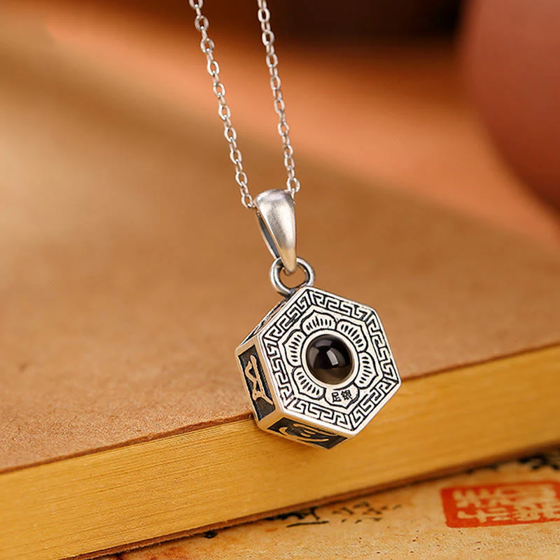 Collana con ciondolo a proiezione d'amore Buddha Stones in argento sterling 990 tibetano Om Mani Padme Hum Lotus - Image 2