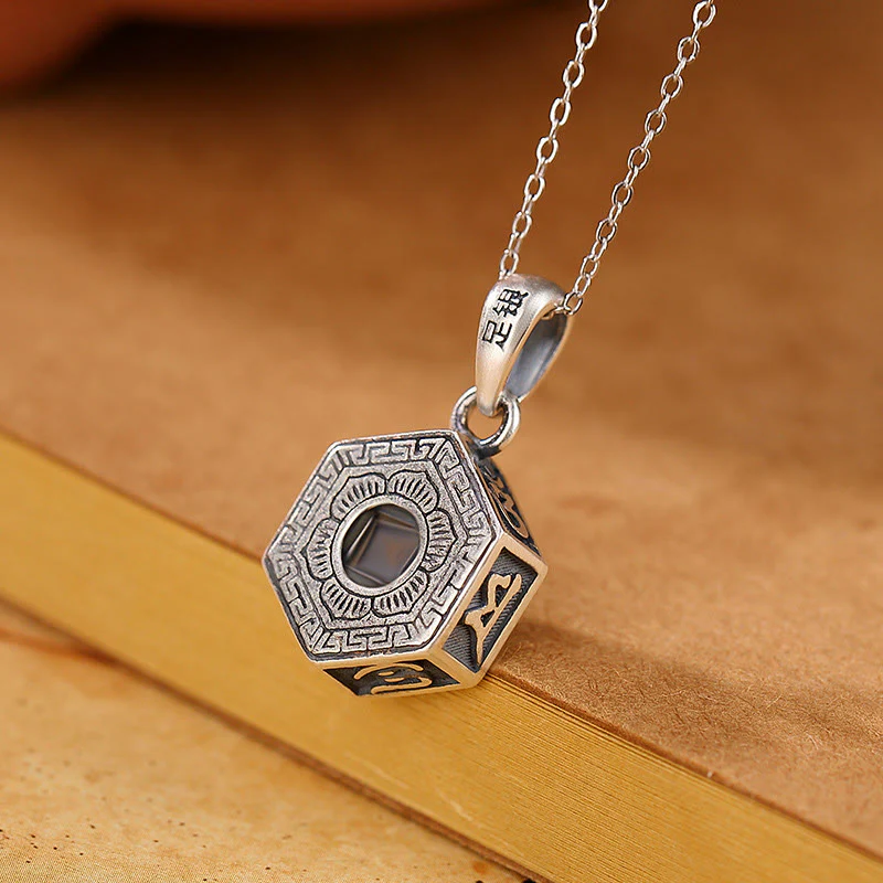 Collana con ciondolo a proiezione d'amore Buddha Stones in argento sterling 990 tibetano Om Mani Padme Hum Lotus - Image 5