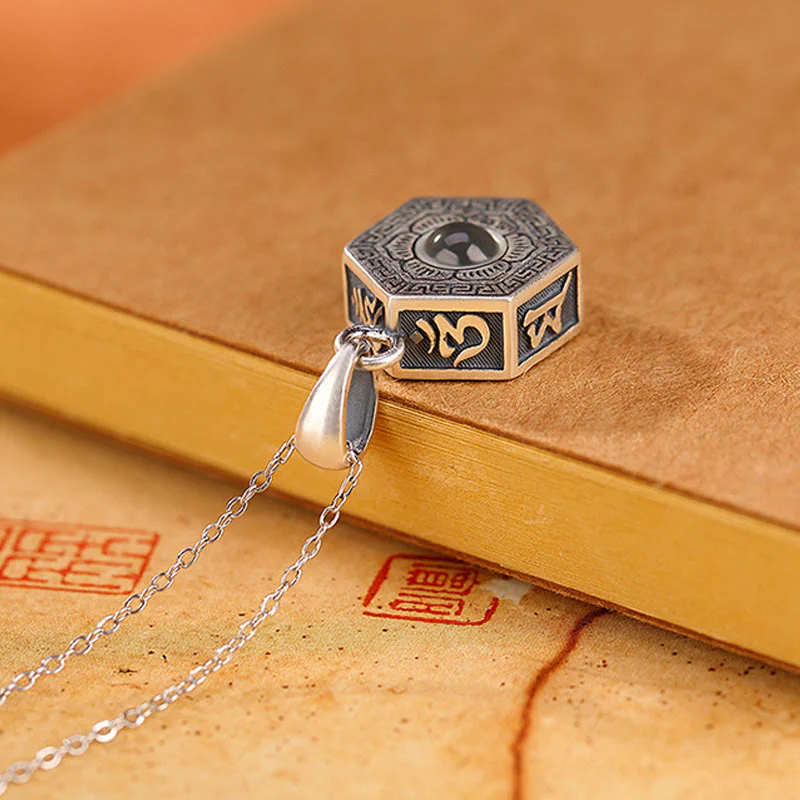Collana con ciondolo a proiezione d'amore Buddha Stones in argento sterling 990 tibetano Om Mani Padme Hum Lotus - Image 6