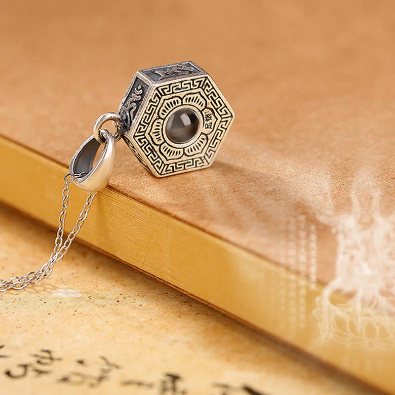 Collana con ciondolo a proiezione d'amore Buddha Stones in argento sterling 990 tibetano Om Mani Padme Hum Lotus - Image 7