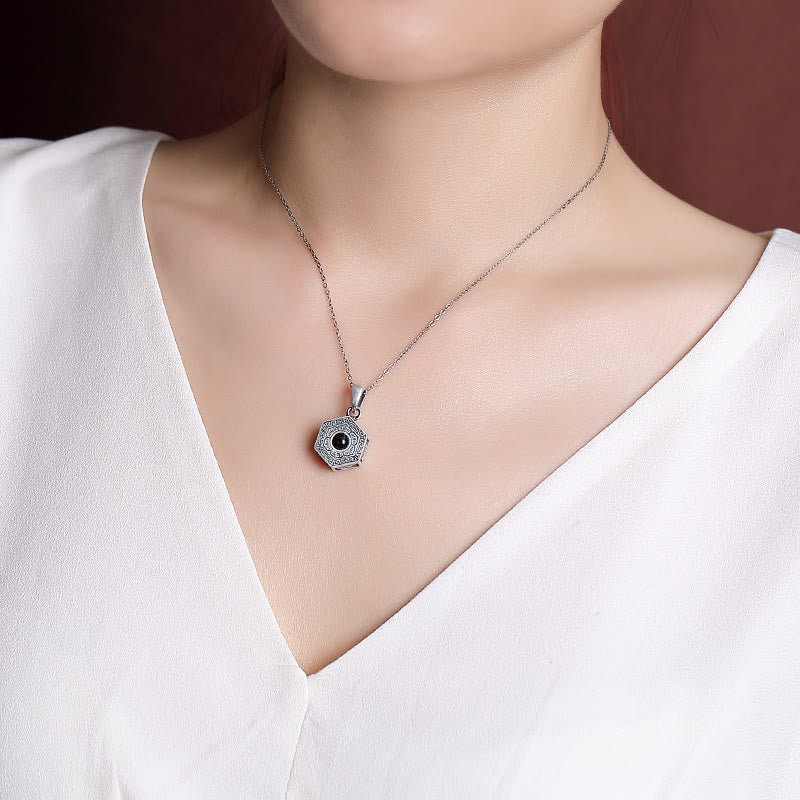 Collana con ciondolo a proiezione d'amore Buddha Stones in argento sterling 990 tibetano Om Mani Padme Hum Lotus - Image 8
