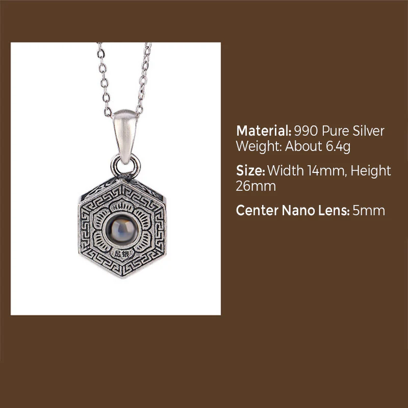 Collana con ciondolo a proiezione d'amore Buddha Stones in argento sterling 990 tibetano Om Mani Padme Hum Lotus - Image 9