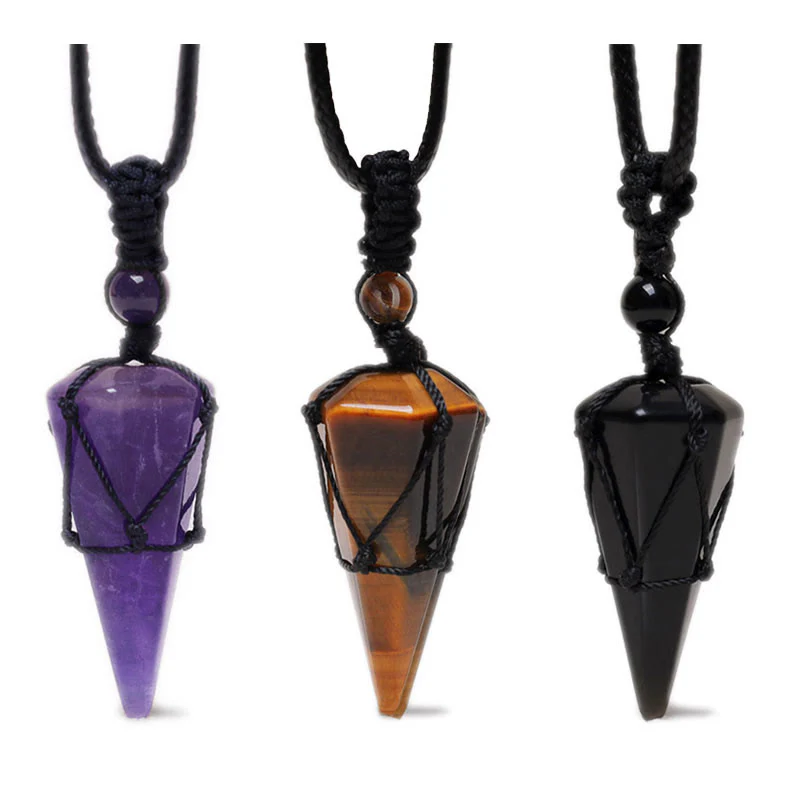 Collana con ciondolo a punta in pietra naturale Buddha Stones - Image 2
