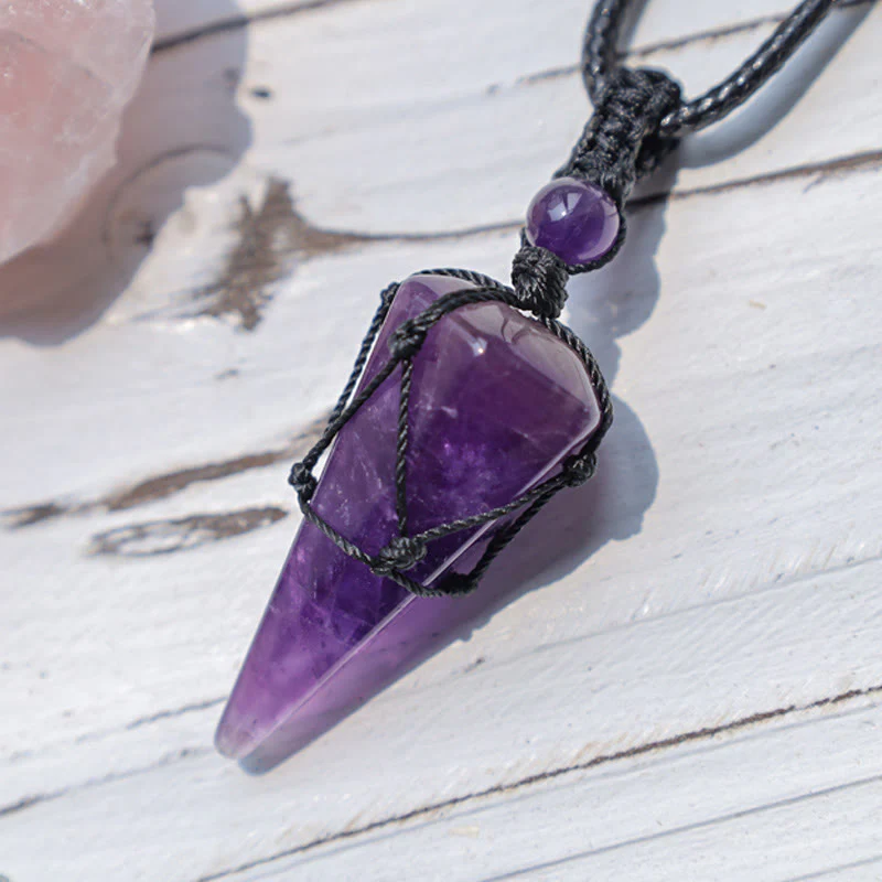 Collana con ciondolo a punta in pietra naturale Buddha Stones - Image 24
